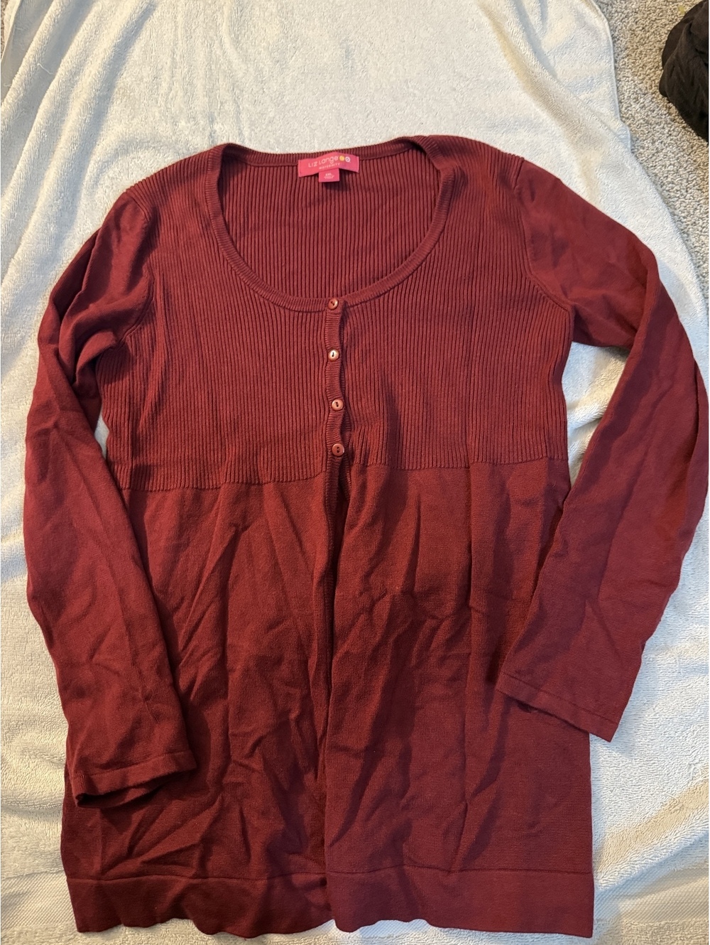 Liz Lange Maternity Burgundy Long Sleeve Cardigan XXL